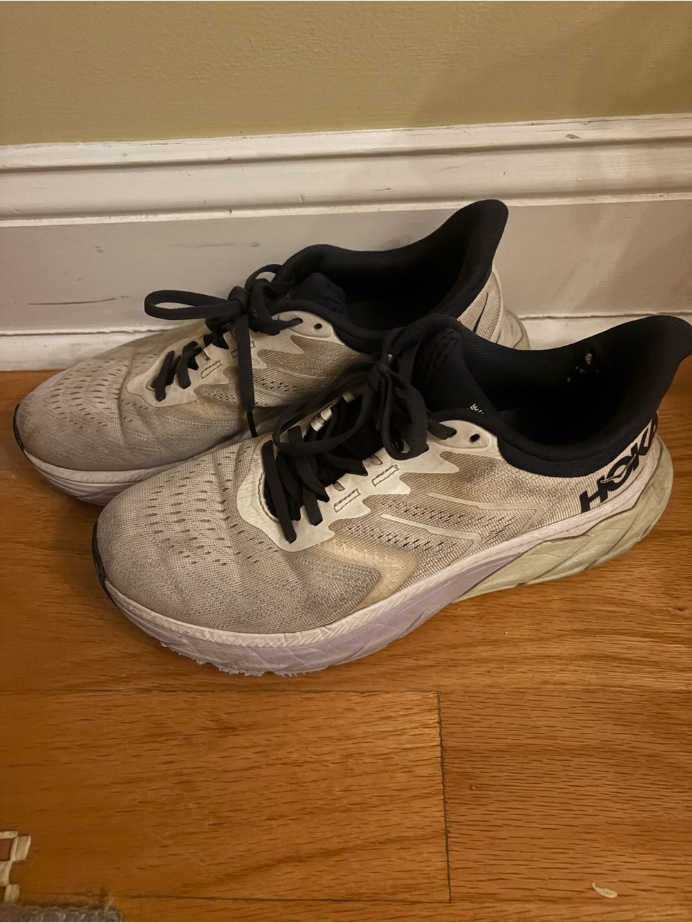 Hoka Neutral Running Sneakers in Light Gray and Black